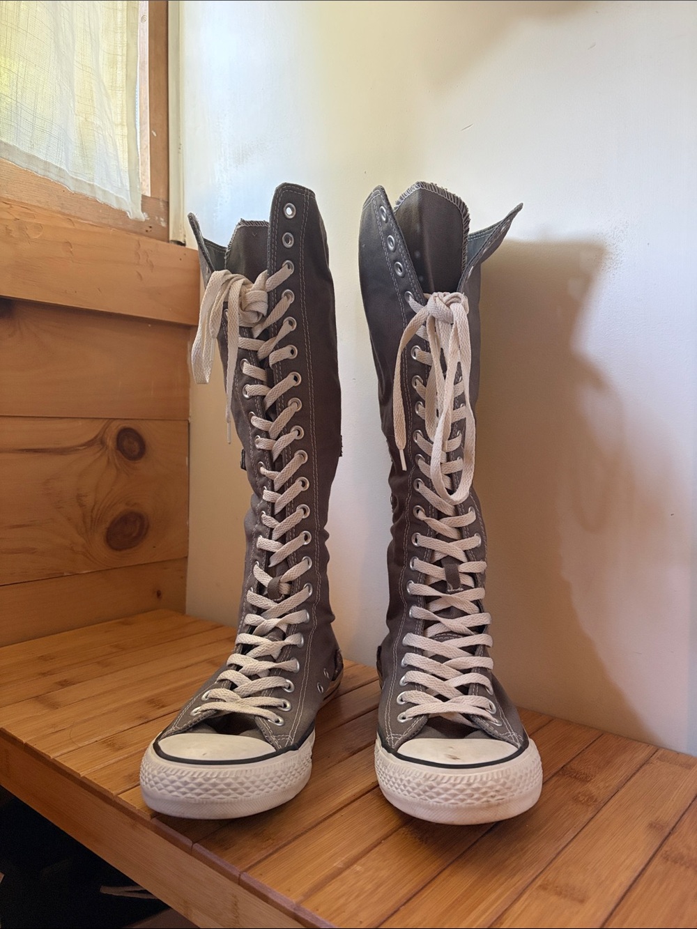 Converse Tall Gray Lace-Up Canvas Sneakers - High-Top Boots